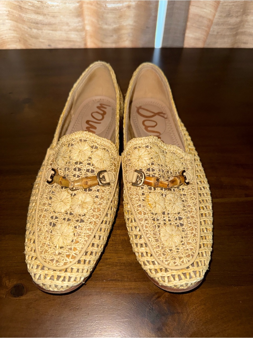 Sam Edelman Beige Woven Men’s Slip-On Loafers with Buckle